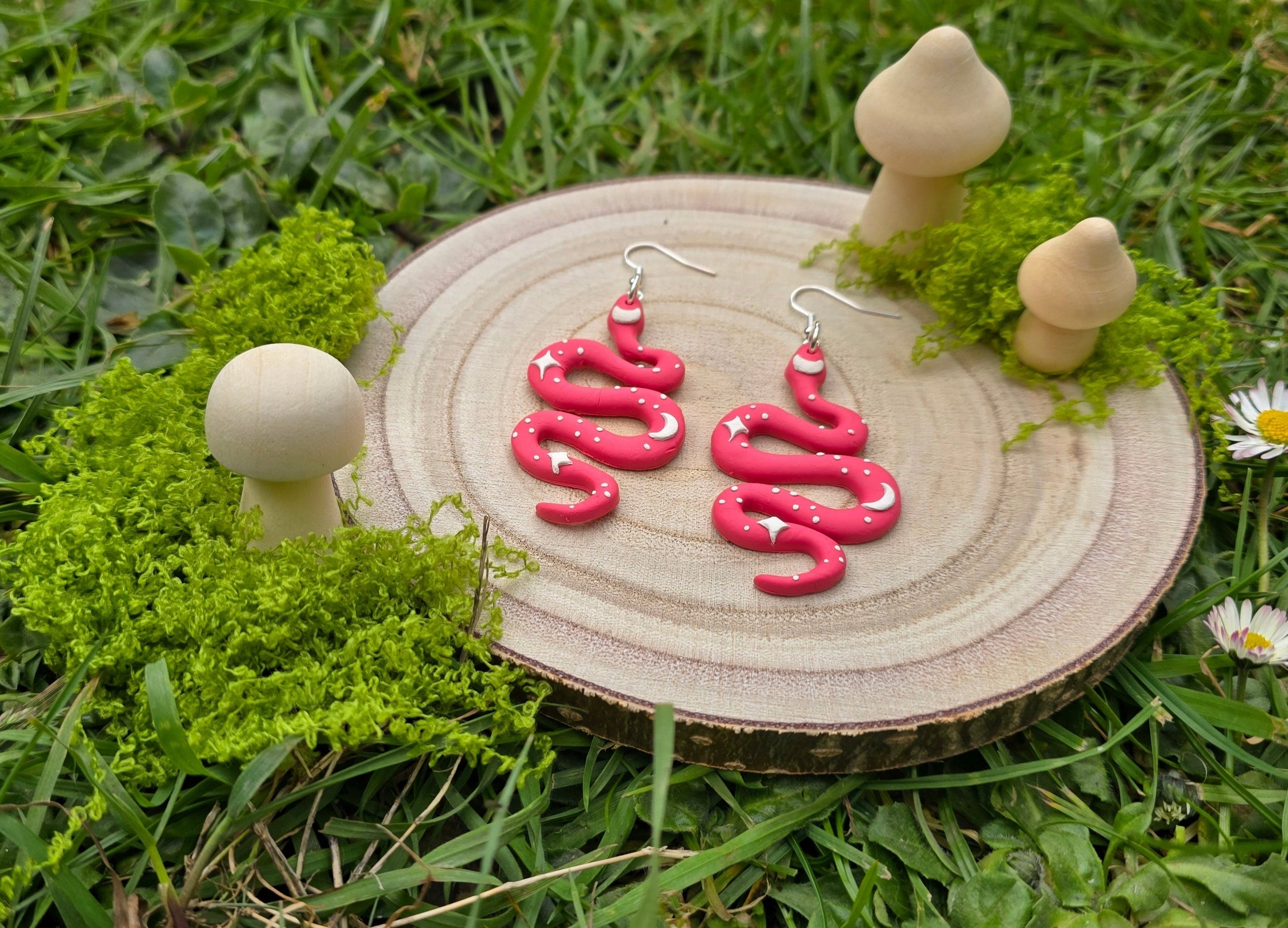the witchy wardrobe polymer clay snake earrings